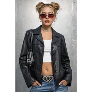 Vintage Michael Lawrence Black Leather Jacket Small USA Grunge Soft Buttery